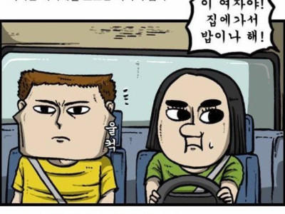 여자친구가 운전하는데 욕먹는 만화