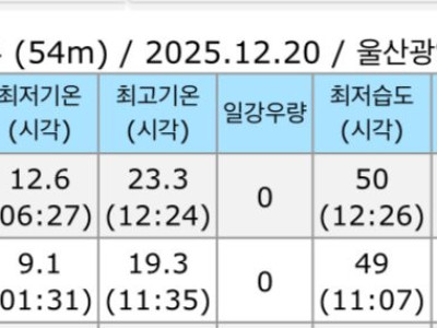 지구온난화.. 오늘자 울산 온산읍 기온 근황