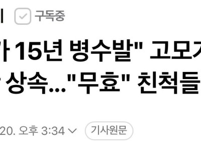 "조카가 15년 병수발" 고모가 입양->유산 상속..."무효" 친척들 소송