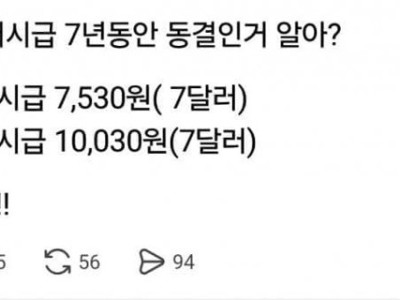 7년째 최저임금 동결인나라