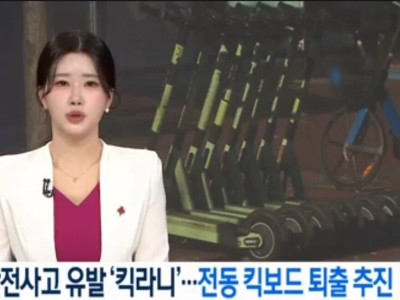 킥보드 금지 압도적 찬성... 퇴출 추진중