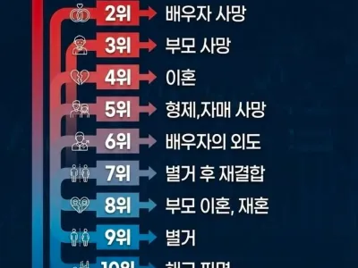인간이 느끼는 스트레스 순위