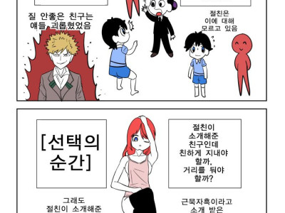 곁의 친구를 알면 그 사람이 누군지 알수 있다 vs 아니다 만화