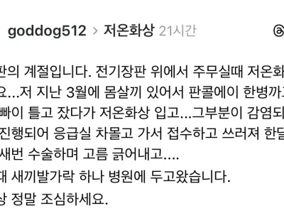 전기장판 저온화상으로 발가락 절단한 사람.jpg