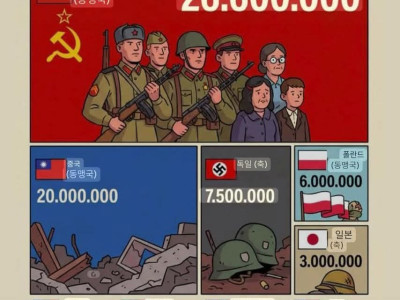 2차 세계대전 주요 참전국들의 사상자 수