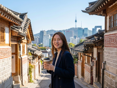 서울 배경 이쁜여자