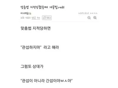 맞춤법 지적 당했을시 개꿀팁