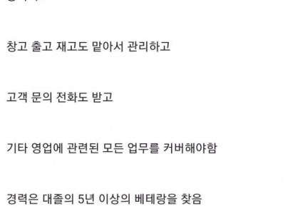 디시인이 경악한 중소기업 경력직 채용공고