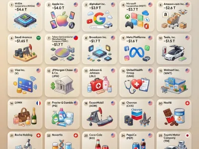 2026 2월, 시가총액 기준 세계 최대 기업 TOP 30