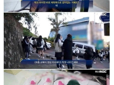 요즘 교복은 작은 사이즈로 나와서 불편하다는 소식