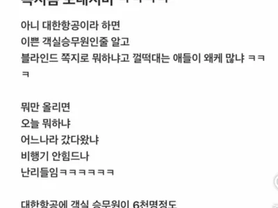 제발 쪽지 좀 그만 보내라는 대한항공 직원