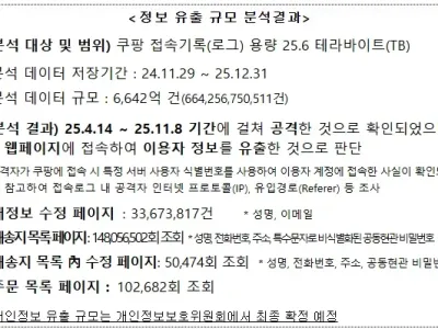 최근 쿠팡 정보유출 근황