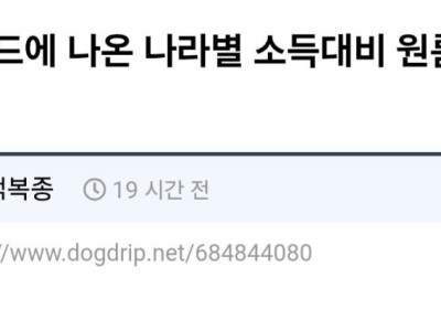 슈카월드에 나온 나라별 소득대비 원룸 임대료 통계표