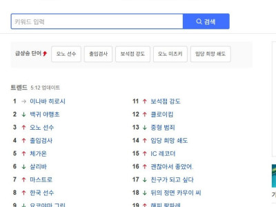 일본 야후재팬 실시간 검색어 최가온 5위