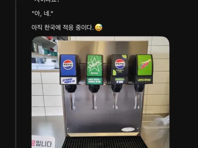 싱글벙글 한국에 적응중인 사람