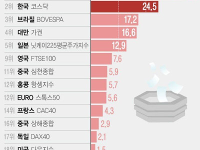 전세계 주식시장 상승률 순위