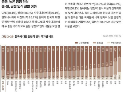한국을 좋게 보는 국가 & 나쁘게 보는 국가 순위