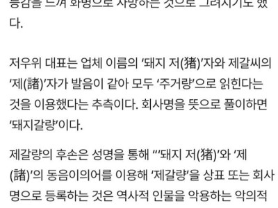 회사 이름을 “저갈량”이라고 지어 논란.jpg