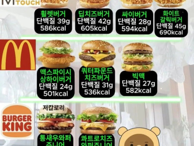 다이어트할때 먹는 햄버거 리스트