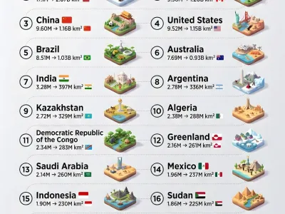 국가별 영토크기 세계순위