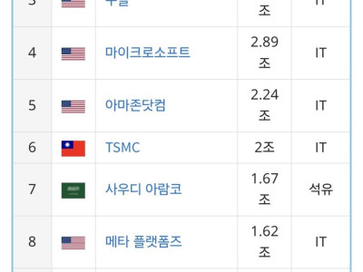 전세계 기업 시가총액 순위