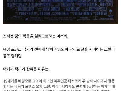 미저리 영화에서 주인공이 납치감금 당하는 이유