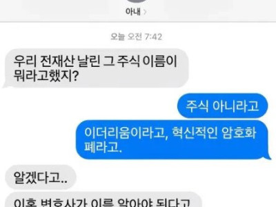 여보 전재산 날린 주식 이름이 뭐라고했지?.