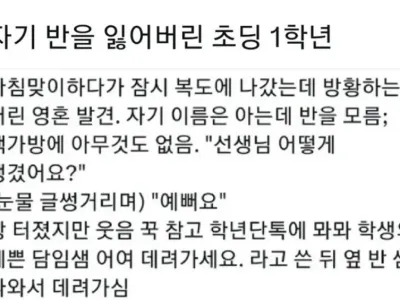 자기 반을 잃어버린 어느 초등학생