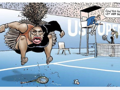 미국에서 논란이 된 세레나 윌리엄스 만화 한컷