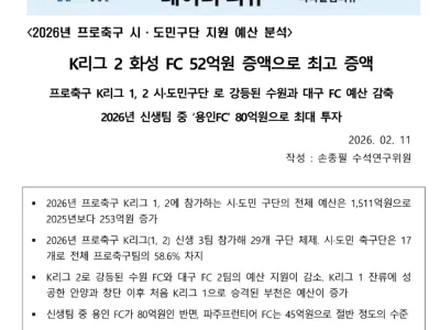 2026년 프로축구 시민구단 예산 근황