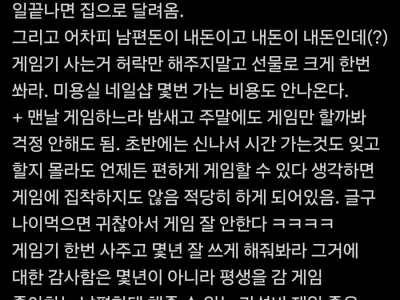 게임하는 남편 자꾸 잡지마라