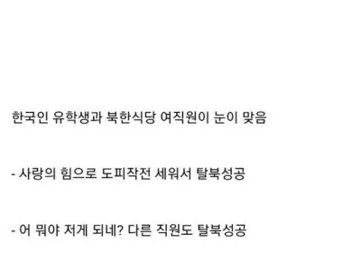 외국 북한식당 탈북 레전드