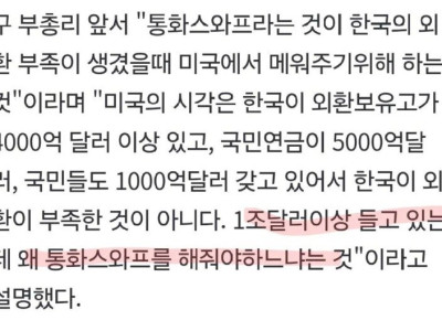 미국,한미 통화스와프 거절