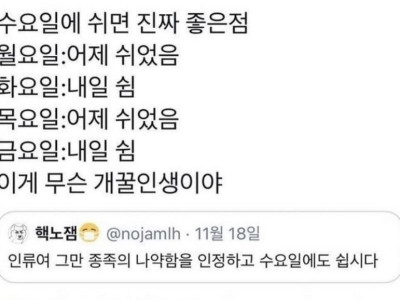 수요일에 쉬면 진짜 좋은 점