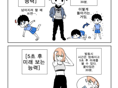 5초 전으로 돌아가는 능력 vs 미래 보는 능력 만화