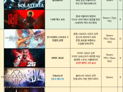 3월 출시 예정 게임 리스트