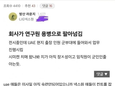 현재 커뮤에 퍼지고있는 중동전쟁 한국 용병설