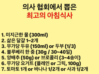 의사협회에서 뽑은 최고의 아침식사