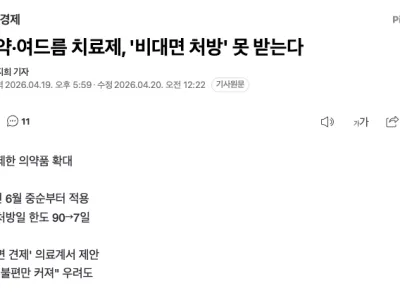 탈모약,여드름약 비대면 처방 금지