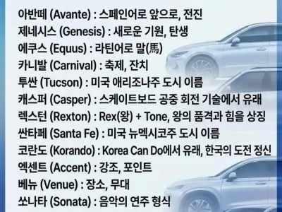 국산차 이름의 진짜 뜻