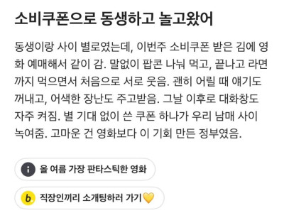 블라인의 즐거운 작년 소비쿠폰 생활