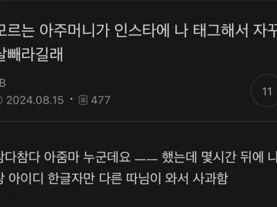 인스타에서 모르는 아줌마가 자꾸 살 빼라고 함