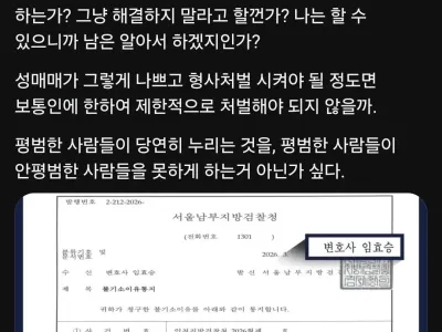 변호사 "성매매 처벌은 잘못됐다"