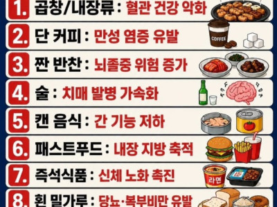 40대 이후 먹으면 독이 되는 음식 TOP 10