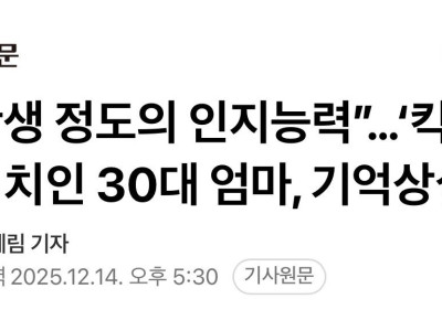 중학쟁 정도의 인지능력