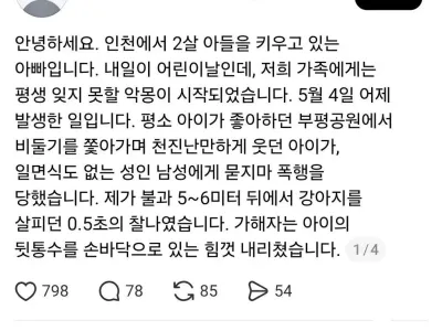 인천 부평공원, 아이 묻지마 폭행 ㄷㄷ