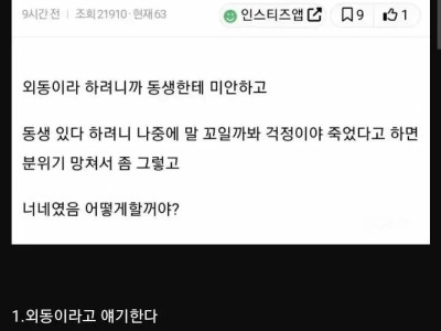 형제가 죽어서 혼자면 외동이라고 할까?