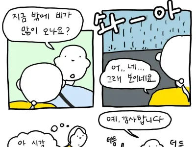 시각 장애인분이 비가 오냐 물어보셨다