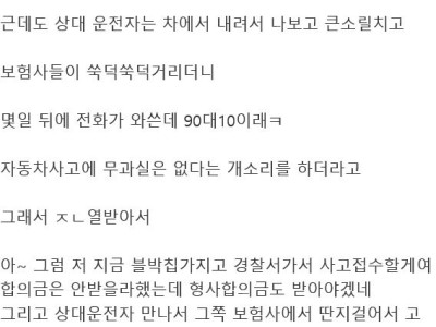 자동차보험 양아치라 느낀썰