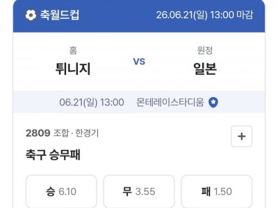 튀니지 vs 일본 배당..